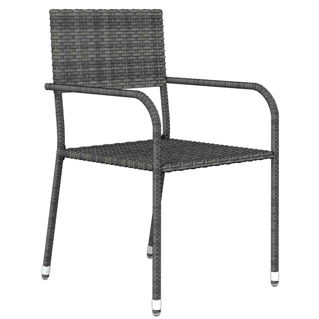 3 Pcs conjunto de jantar para jardim cinzento