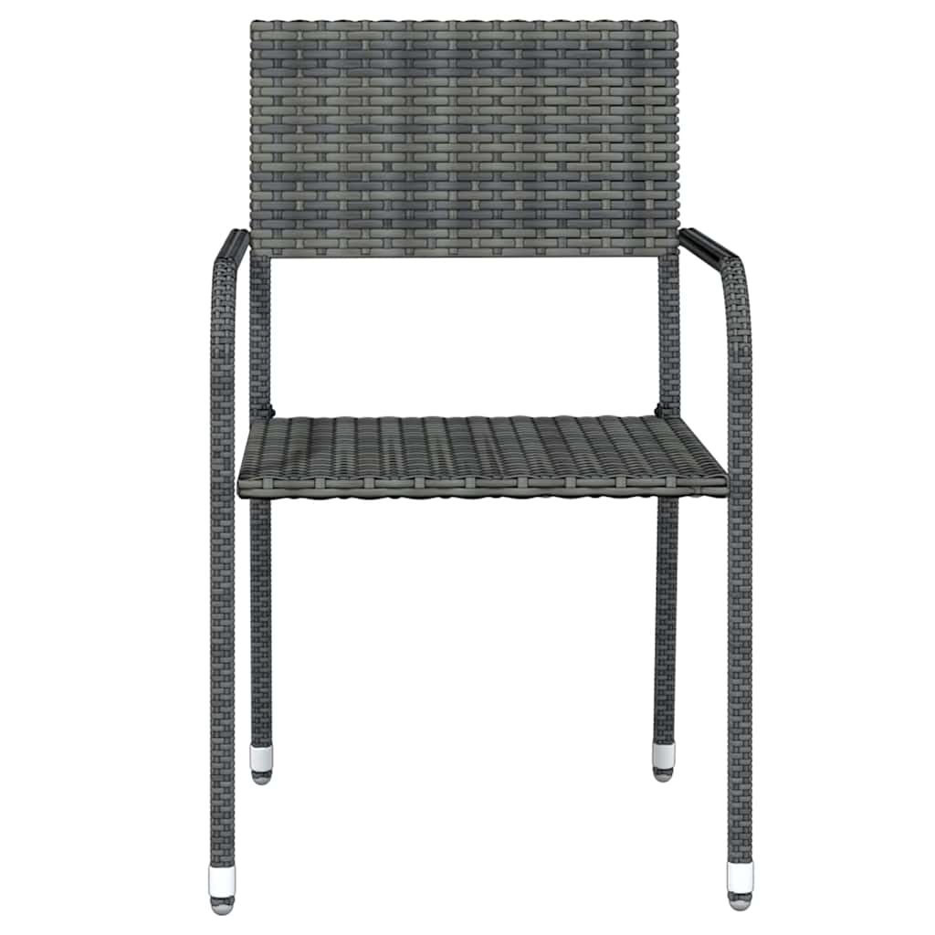 3 Pcs conjunto de jantar para jardim cinzento