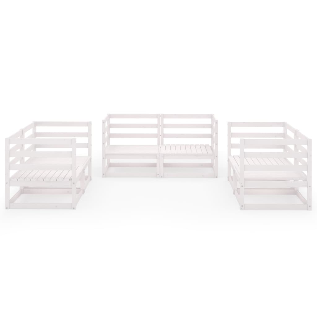 6 Pcs conjunto lounge de jardim pinho maciço branco