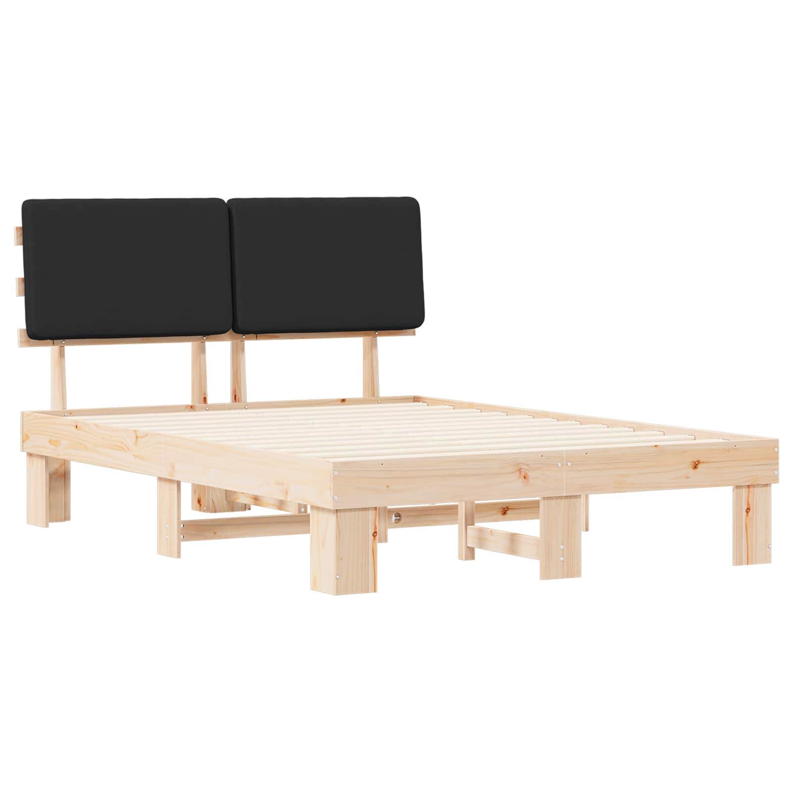 Estrutura de cama com cabeceira estofada preto 135 x 190 cm