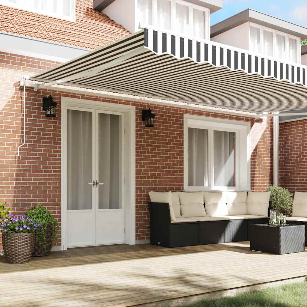 Toldo retrátil automático 500x300 cm antracite e branco