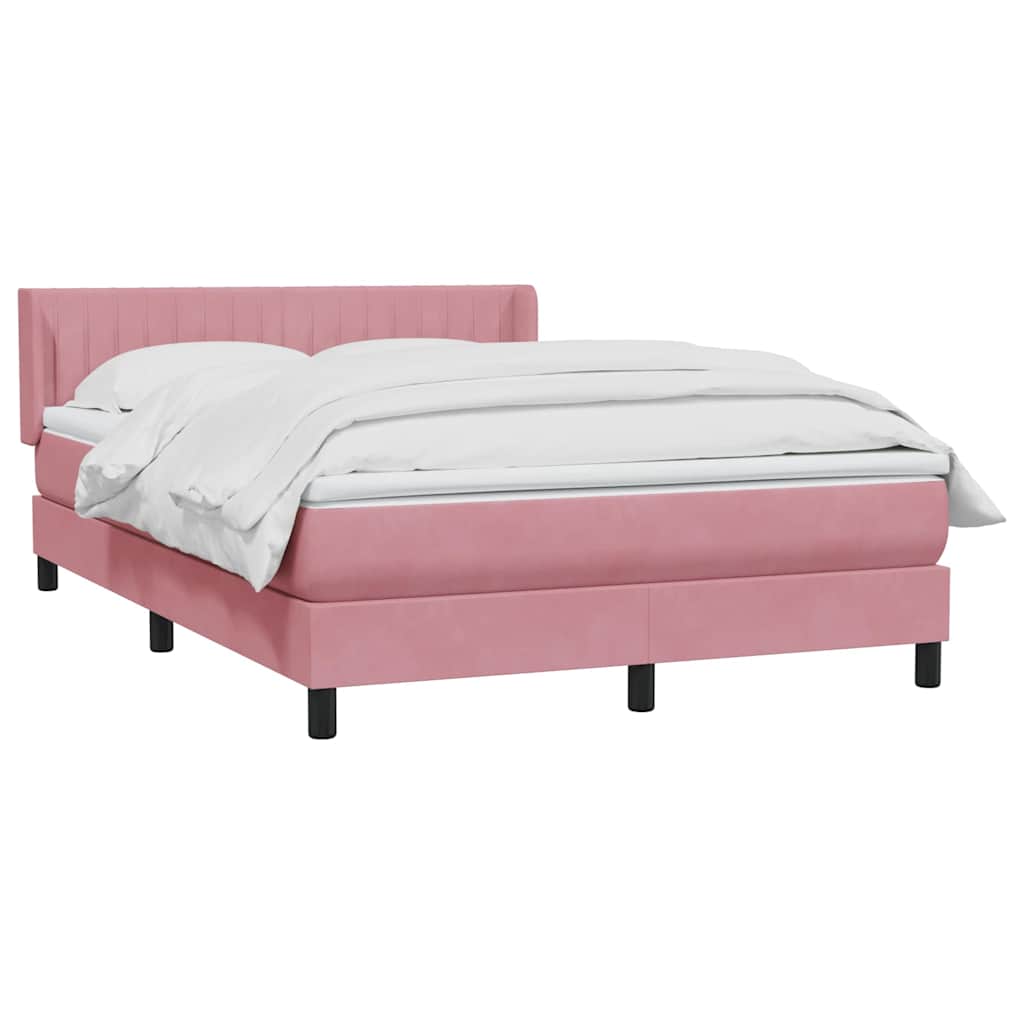 Cama com molas/colchão 140x210 cm veludo rosa