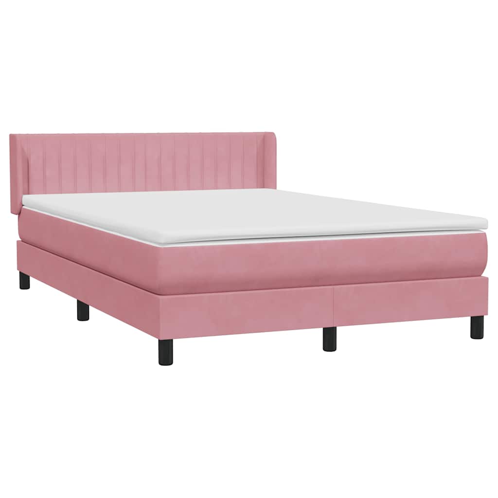 Cama com molas/colchão 140x210 cm veludo rosa