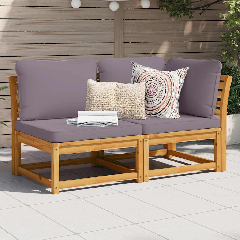 2 Pcs conjunto lounge de jardim c/ almofadões acácia maciça