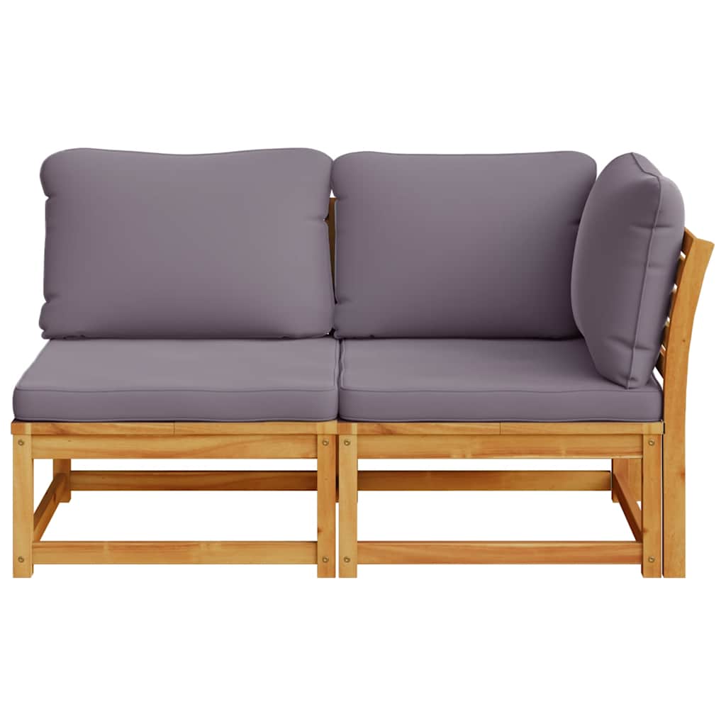 2 Pcs conjunto lounge de jardim c/ almofadões acácia maciça
