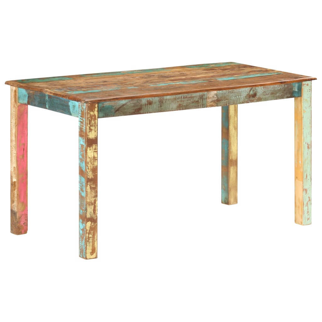 Mesa de jantar 140x70x76 cm madeira recuperada maciça