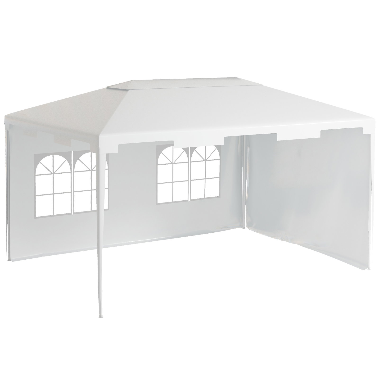 Tenda de jardim 395x295x255 cm tenda de exterior com 2 paredes laterais 2 janelas anti-UV para pátio varanda branco