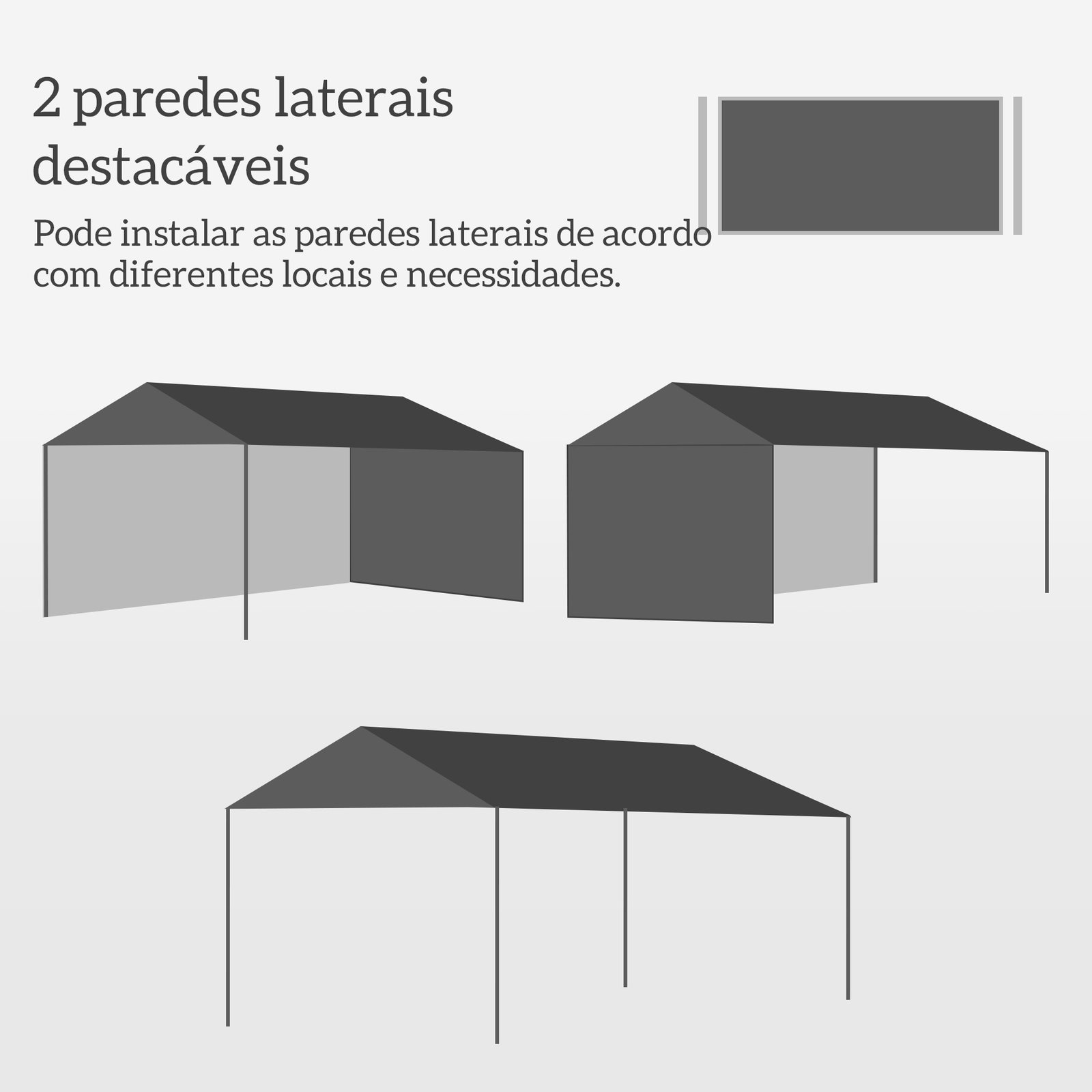 Tenda de jardim 395x295x255 cm tenda de exterior com 2 paredes laterais 2 janelas anti-UV para pátio varanda branco