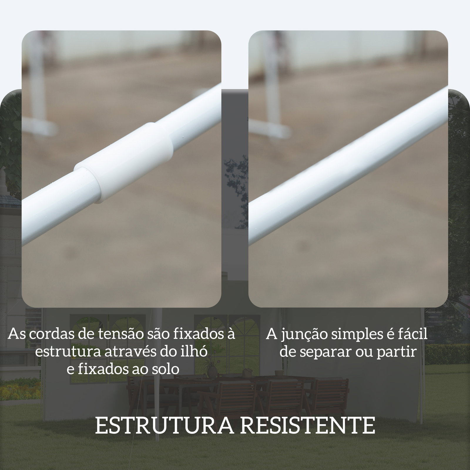 Tenda de jardim 395x295x255 cm tenda de exterior com 2 paredes laterais 2 janelas anti-UV para pátio varanda branco