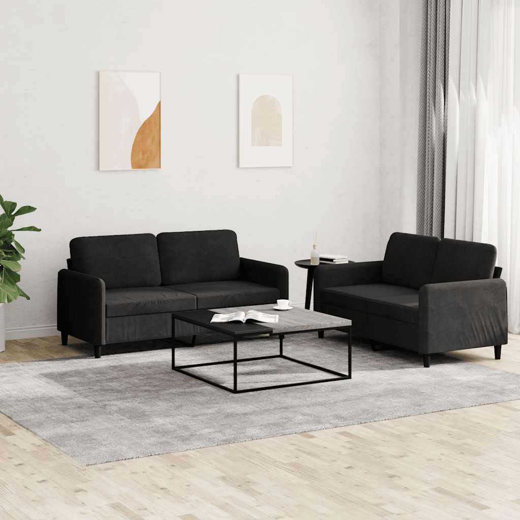 2 Pcs conjunto de sofás veludo preto