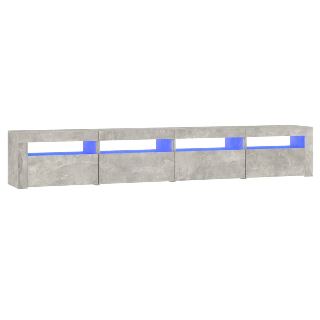 Móvel de TV com luzes LED 240x35x40 cm cinzento cimento