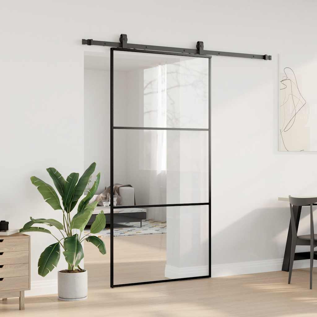 Porta deslizante c/ conj ferragens 102x205cm vidro esg preto