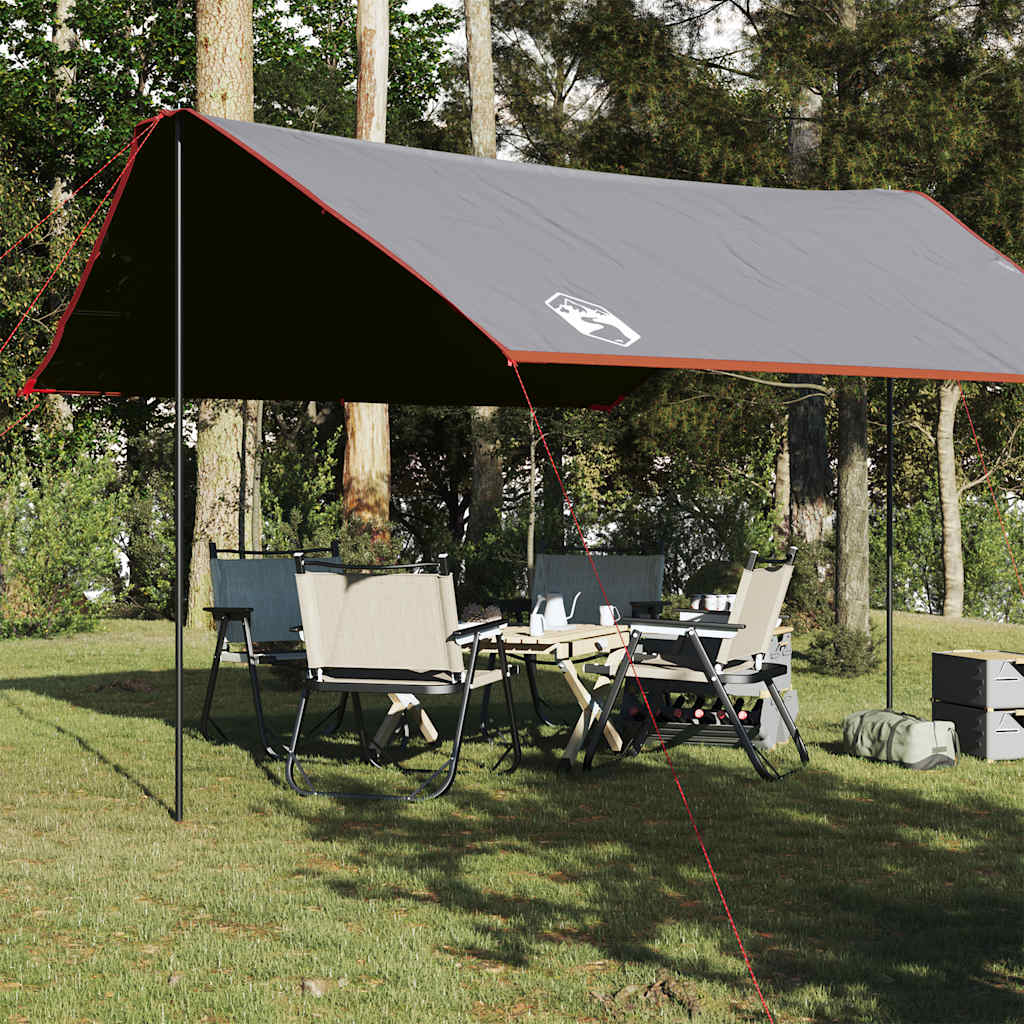 Lona de campismo 430x380x210 cm impermeável cinza e laranja