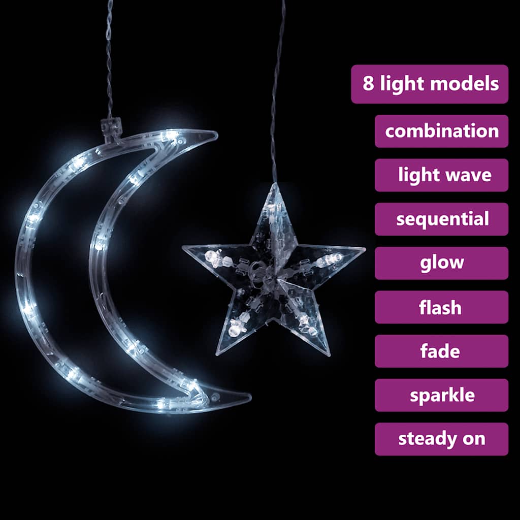Luzes luas e estrelas c/ controlo remoto 138 leds branco frio