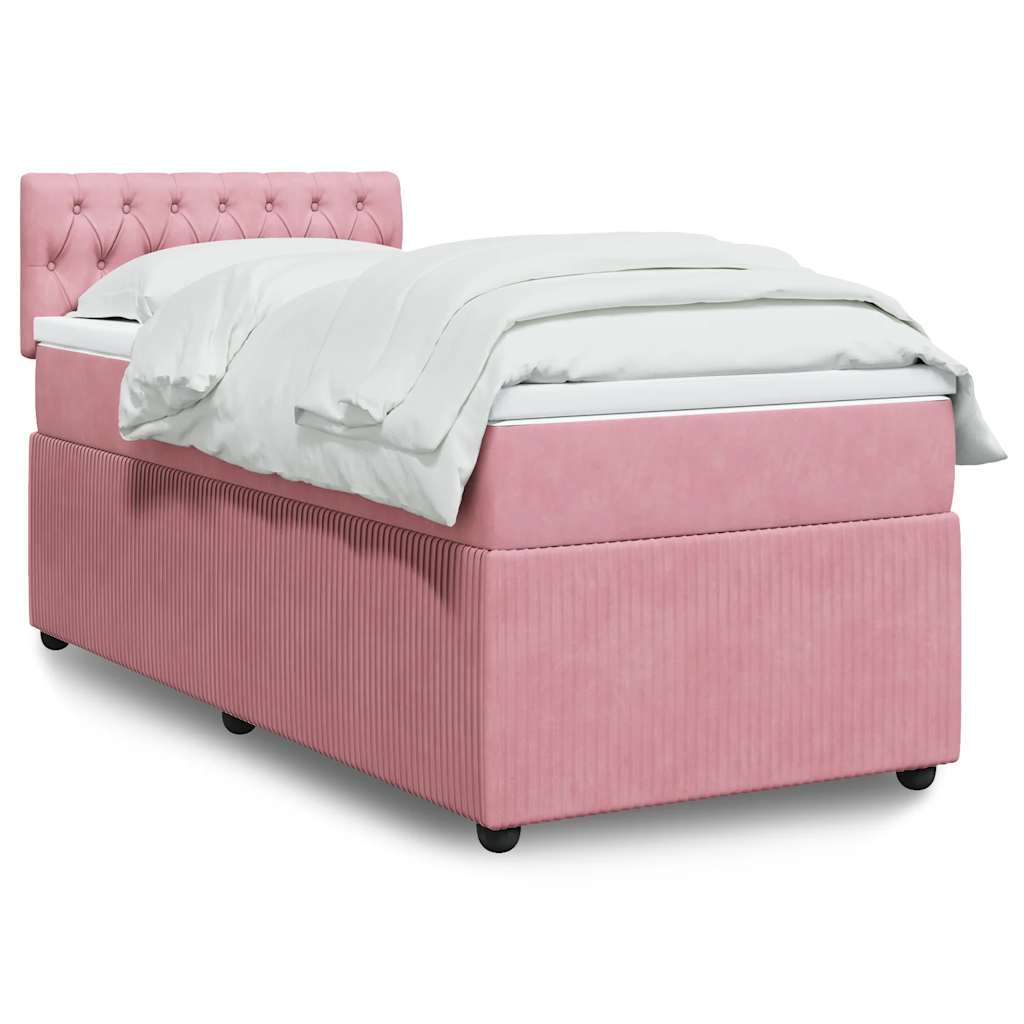 Cama com molas/colchão 100x200 cm veludo rosa