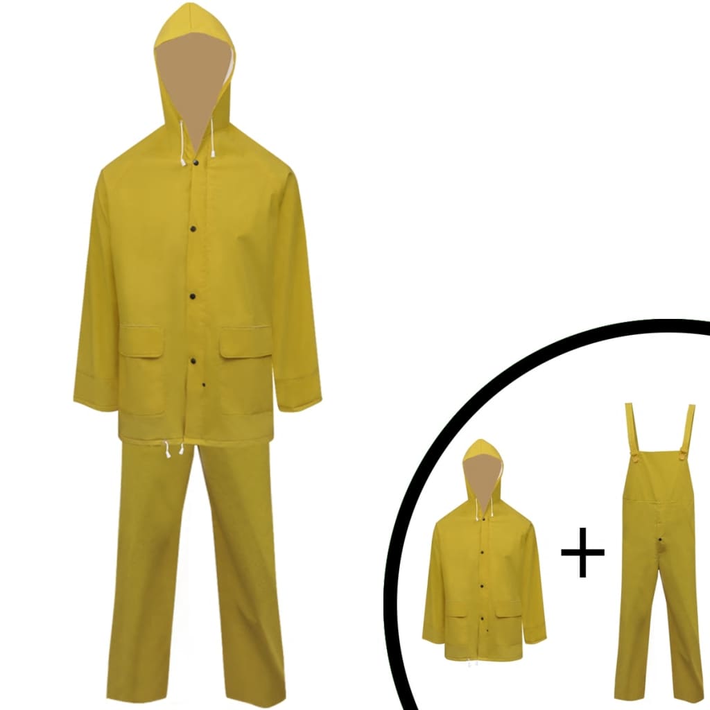Fato de chuva resistente e impermeável + capuz, 2 pcs, xl