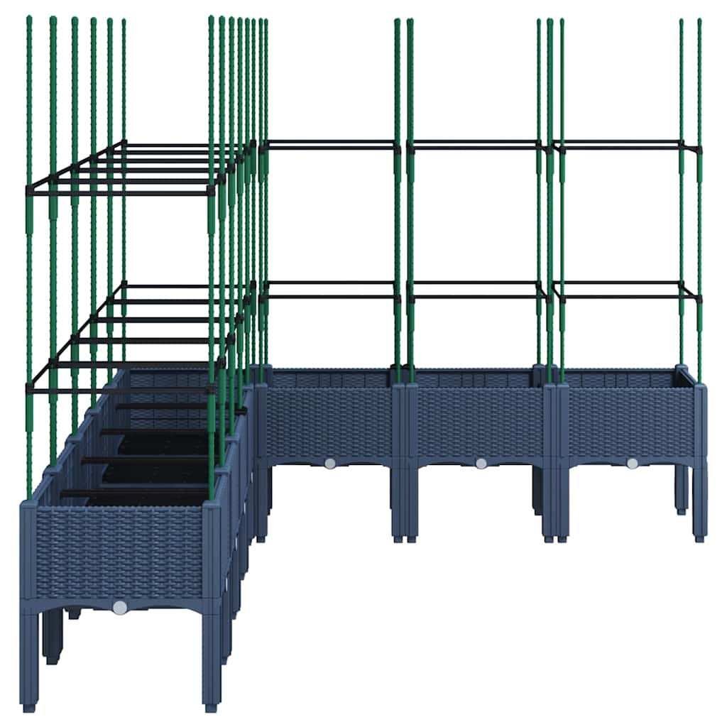 Vaso/floreira de jardim c/ treliça 200x160x142,5 cm PP cinzento azul