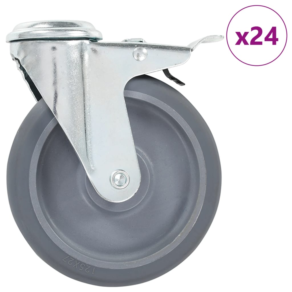 24 Pcs rodas giratórias com orifício para parafuso 125 mm