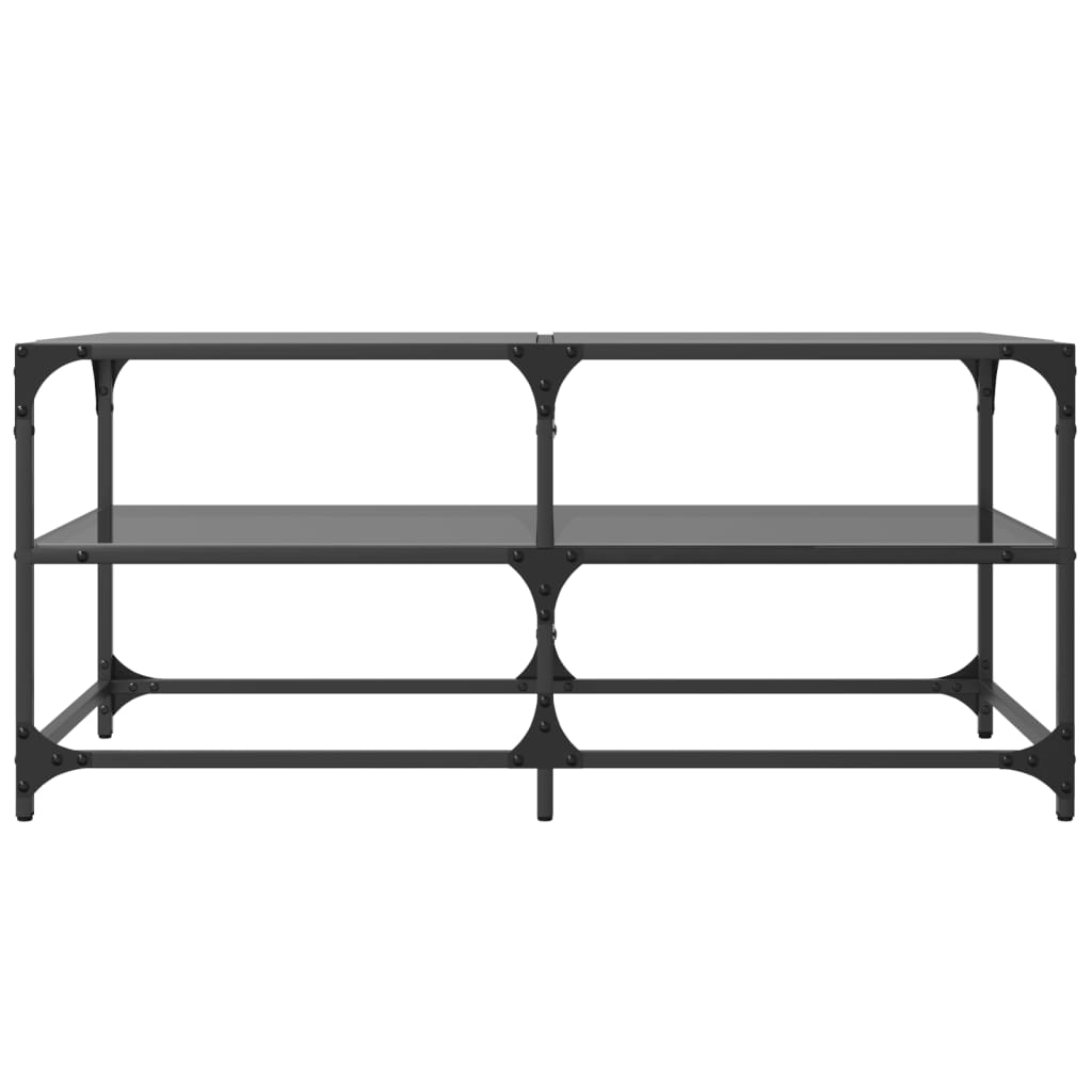 Mesa de centro com topo em vidro preto 98,5x50x45 cm aço