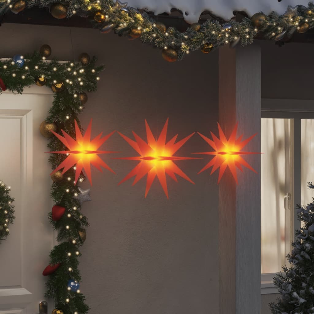 Luzes de natal com leds 3 pcs dobrável vermelho