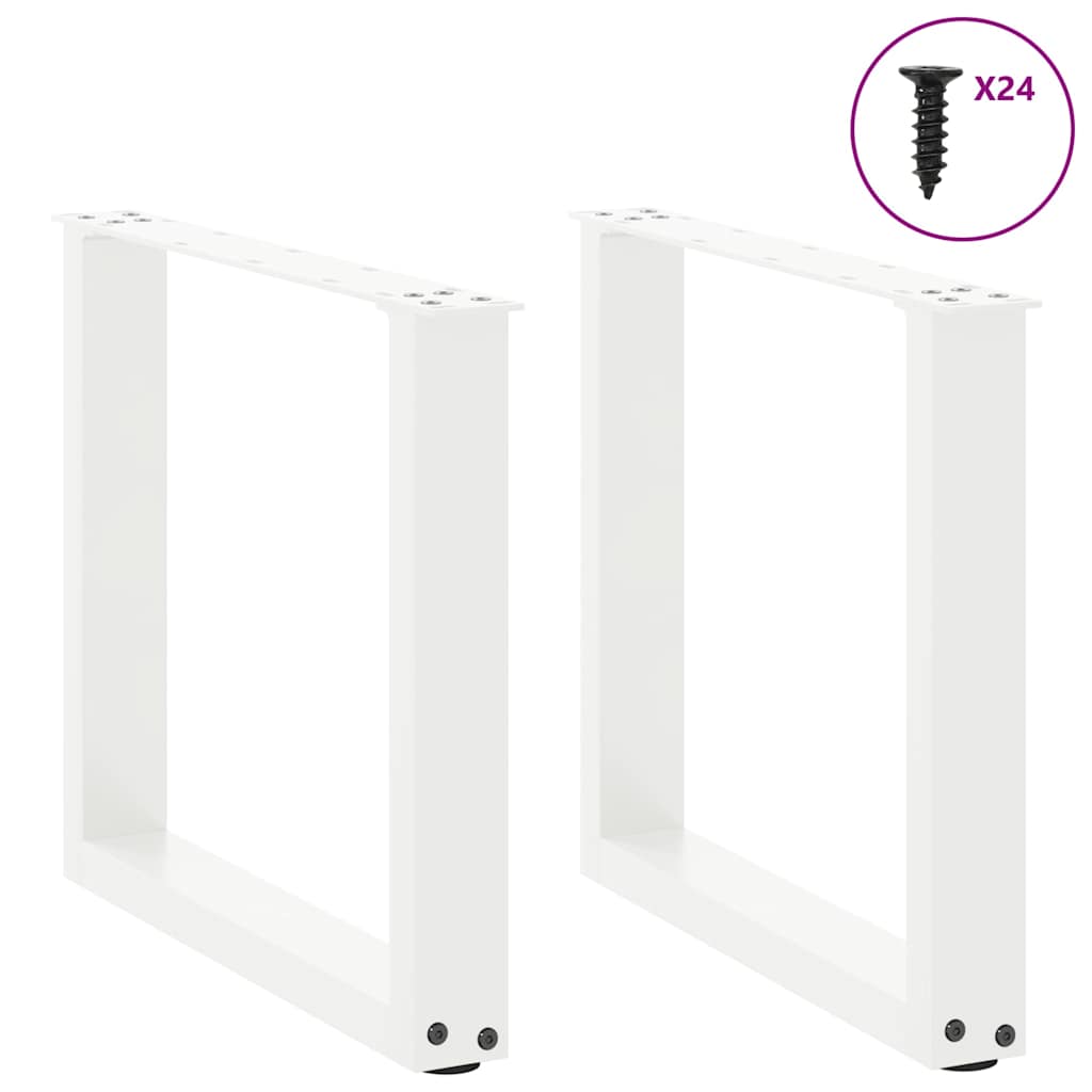 Pés para mesa de centro em forma de u, 2 peças, branco, 50x (42-43) cm, aço