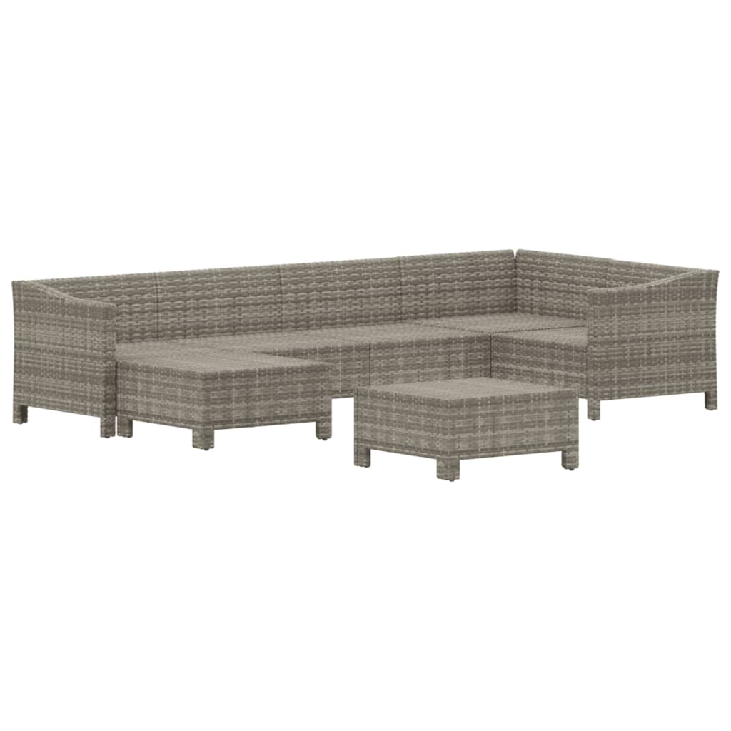 7 Pcs conjunto lounge de jardim c/ almofadões vime PE cinzento
