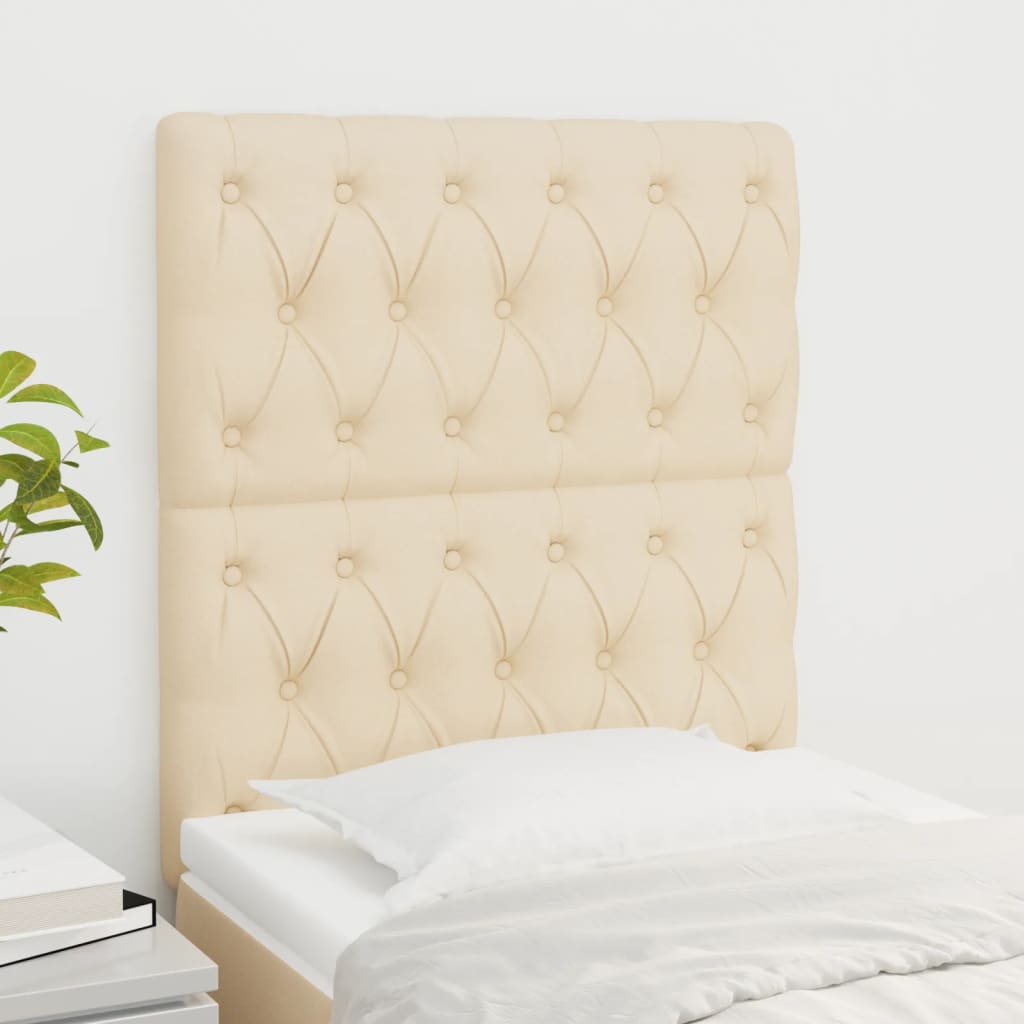 Cabeceira creme 80x7x118/128 cm tecido