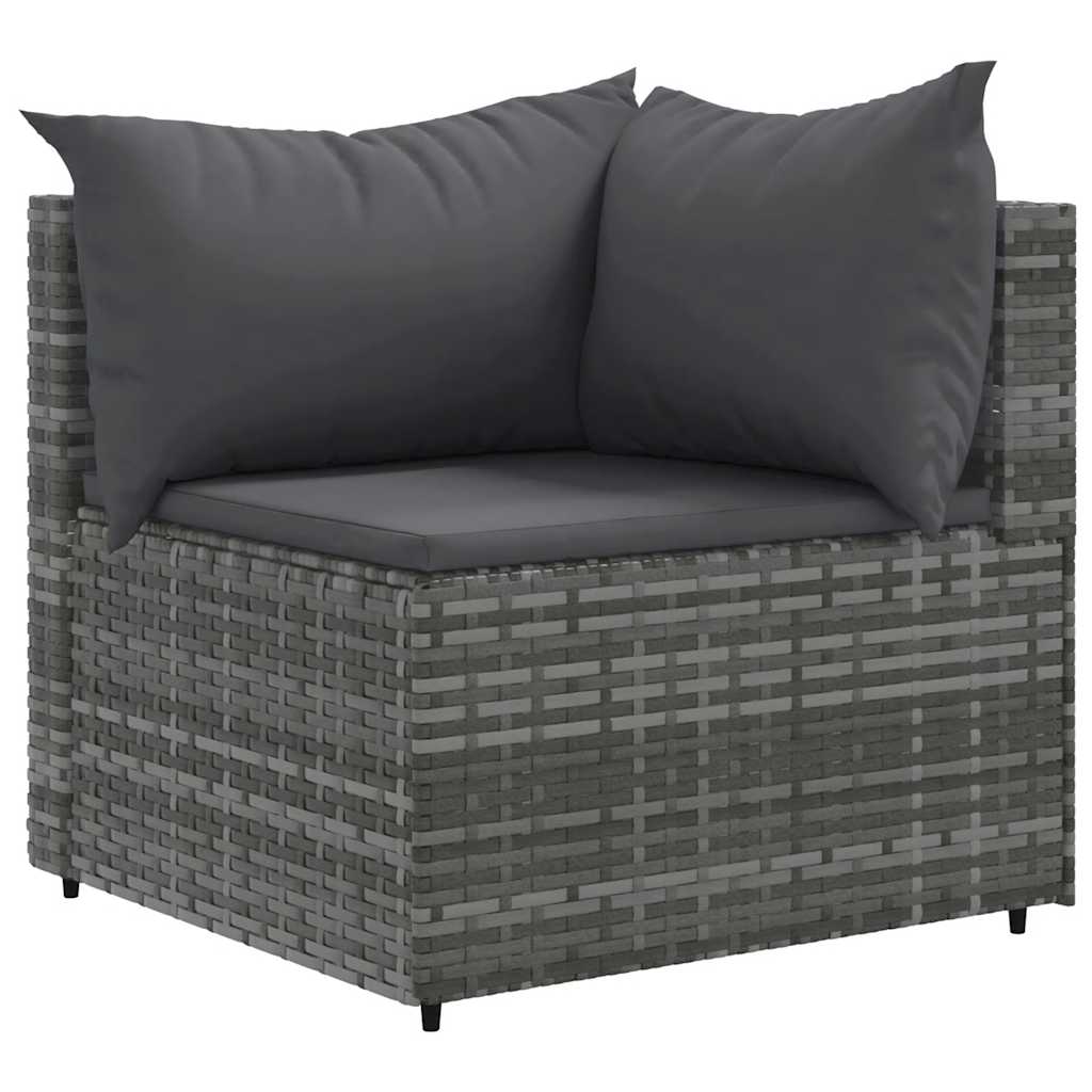 6 Pcs conjunto lounge de jardim c/ almofadões vime PE cinzento