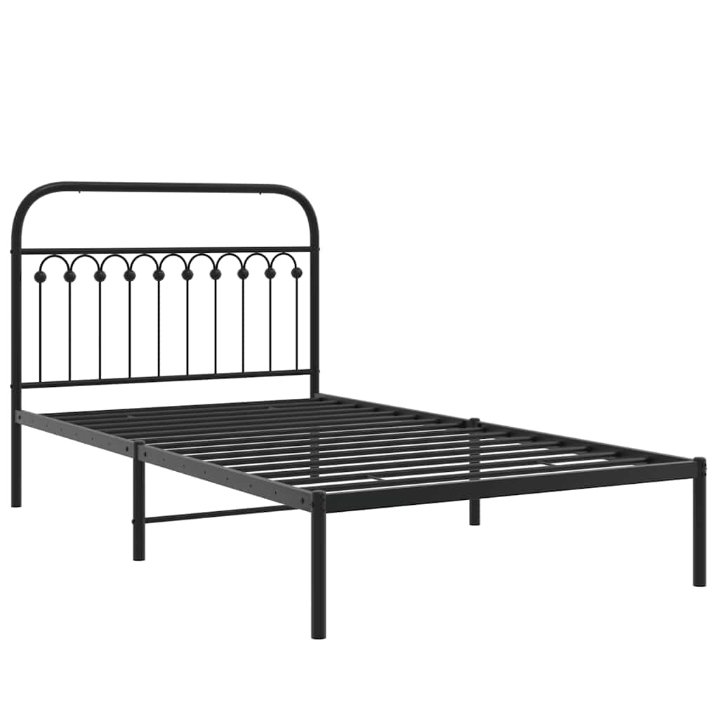 Estrutura de cama com cabeceira 107x203 cm metal preto