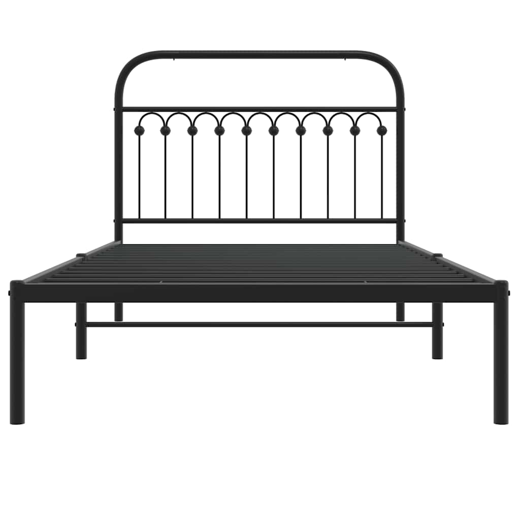 Estrutura de cama com cabeceira 107x203 cm metal preto