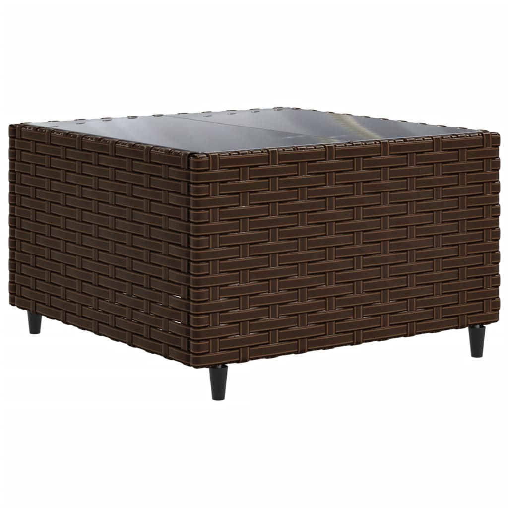 9 Pcs conjunto lounge jardim c/ almofadões vime PE castanho