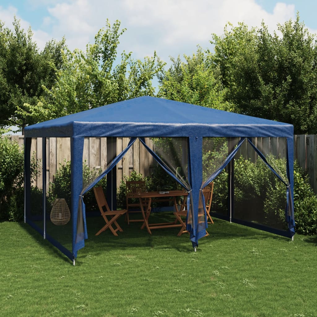 Tenda p/ festas c/ 8 paredes laterais malha 4x4 m pead azul