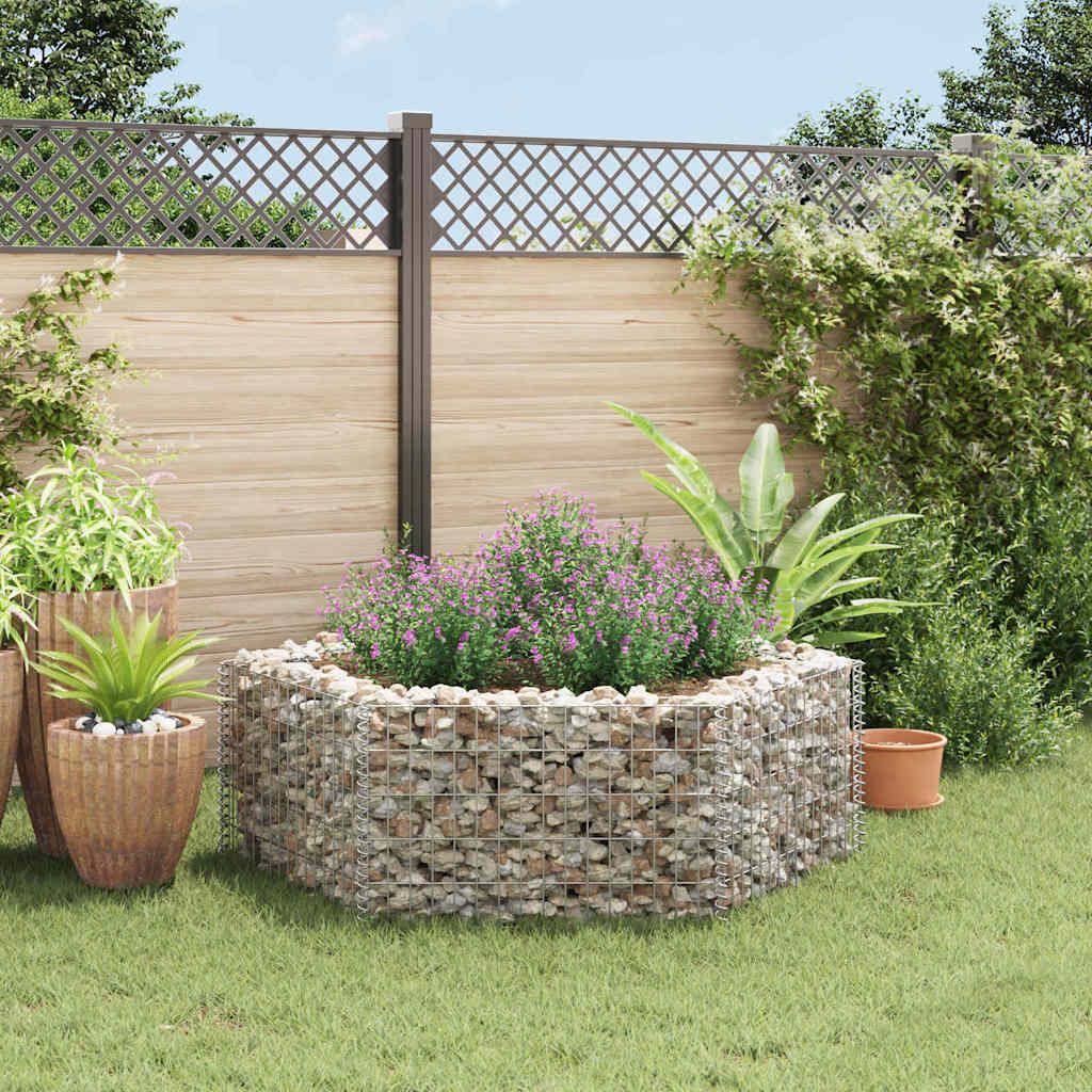Canteiro elevado/cesto gabião hexagonal 160x140x50 cm