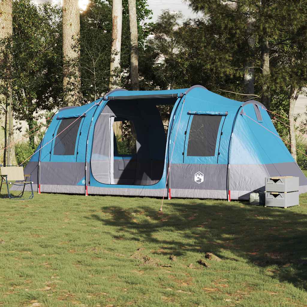 Tenda de campismo túnel para 4 pessoas impermeável azul