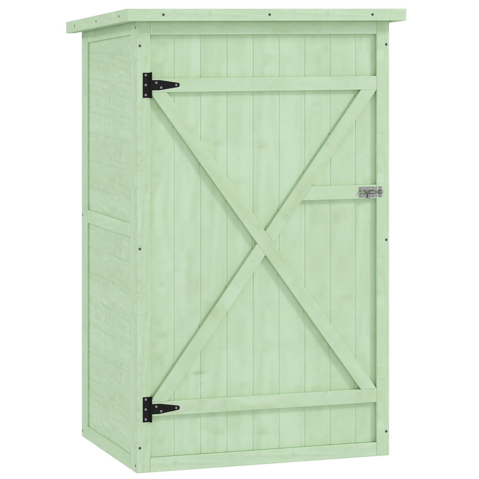 Armário de jardim em madeira para exterior com 2 prateleiras e telhado de asfalto 75x56x115 cm verde