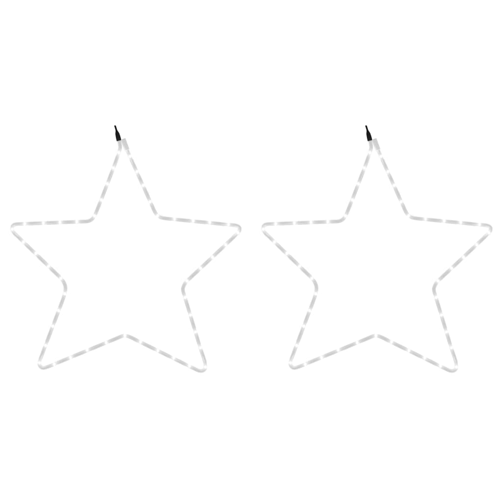 Figura natalícia de estrelas + 48 leds 2pcs 56 cm branco quente