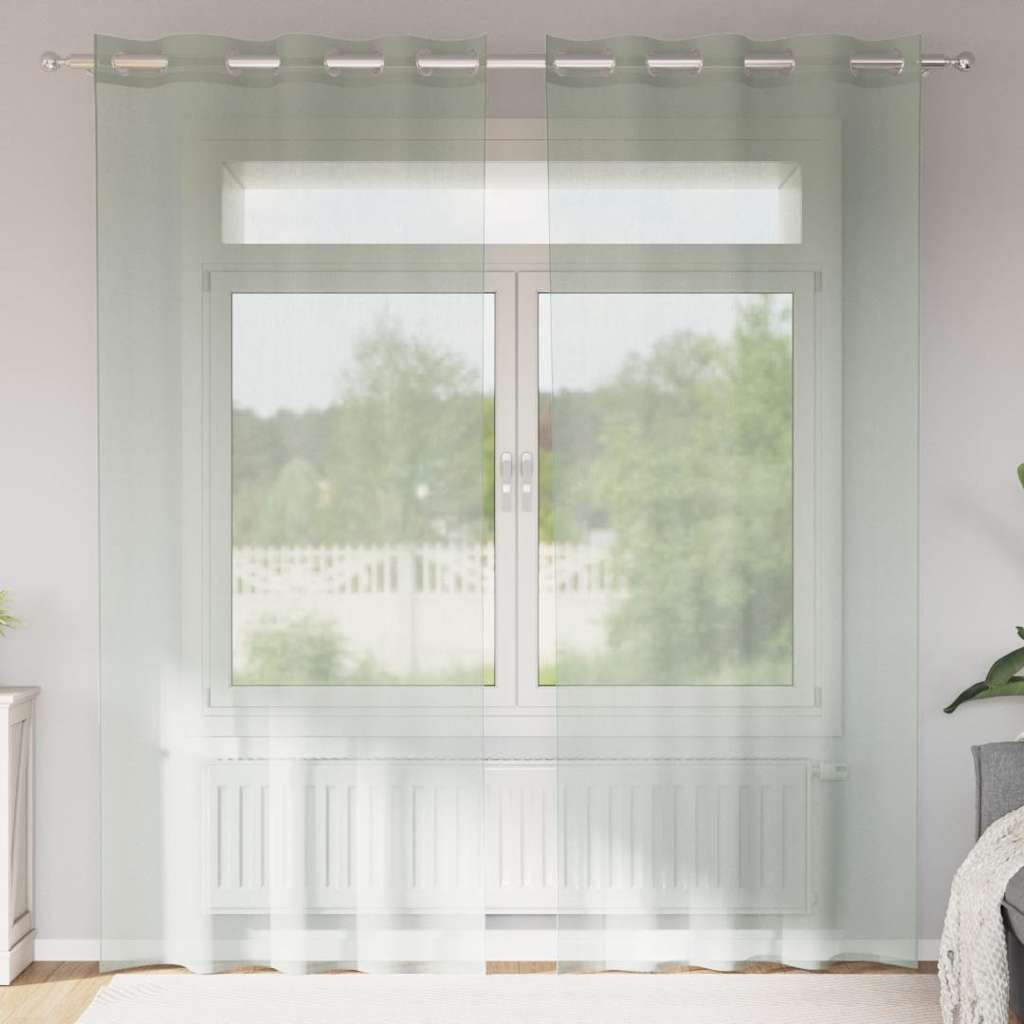 Cortinas de voile com ilhós 2 pcs cinzento-claro 140x245 cm