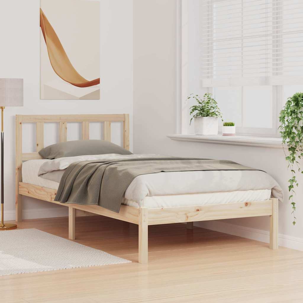 Estrutura da cama com cabeceira castanho 90 x 190 cm