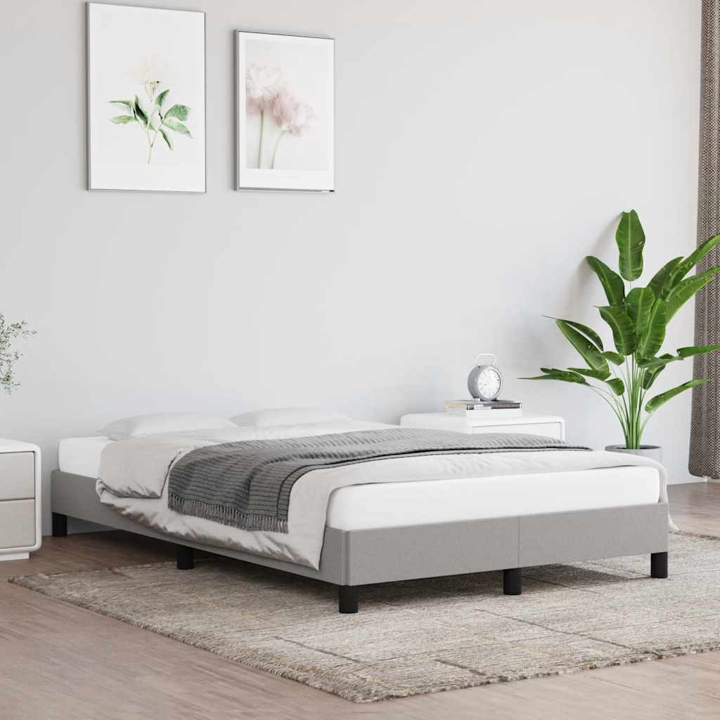 Estrutura de cama sem colchão cinza claro tecido