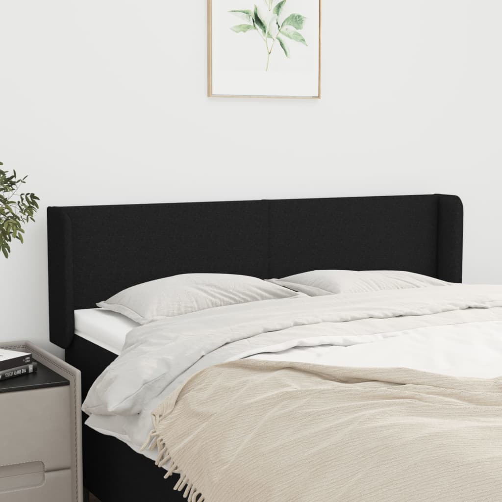 Cabeceira de cama c/ abas tecido 147x16x78/88 cm preto