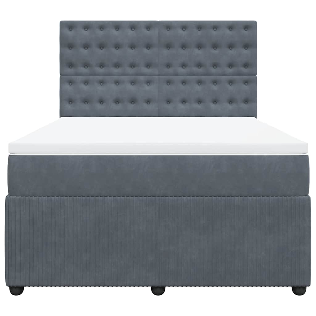 Cama com molas/colchão 160x200 cm veludo cinzento-escuro