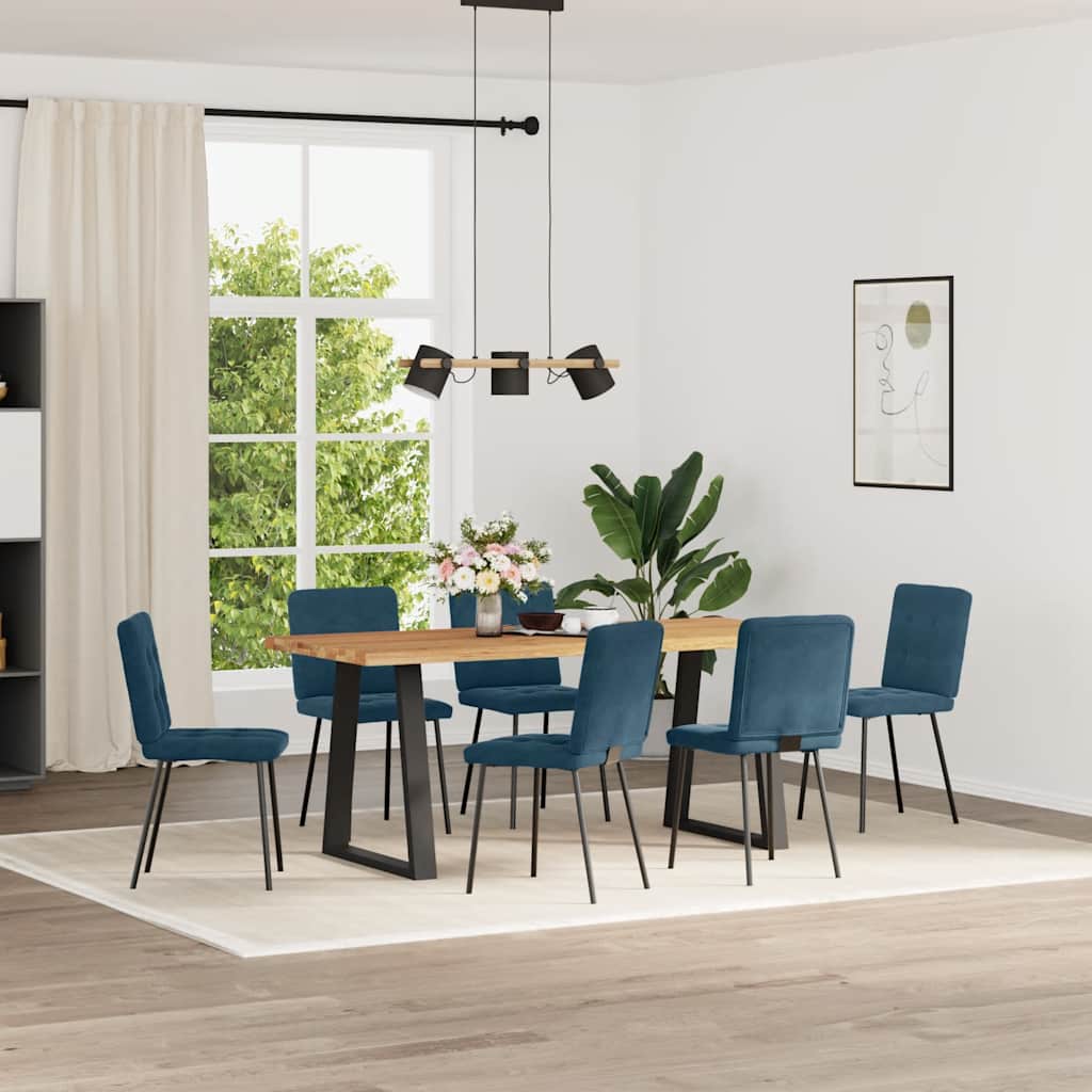 Cadeiras de jantar 6 pcs veludo azul