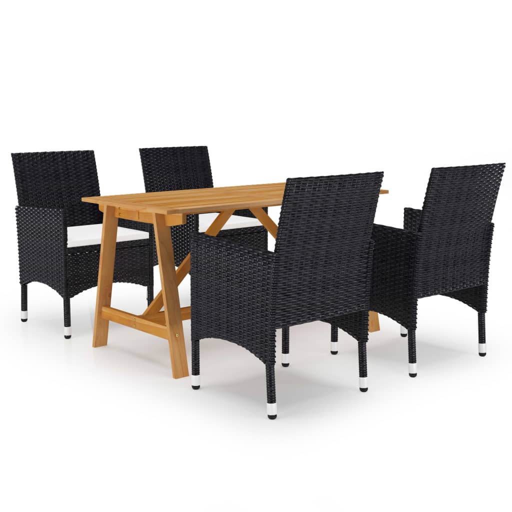 5 Pcs conjunto de jantar para jardim preto