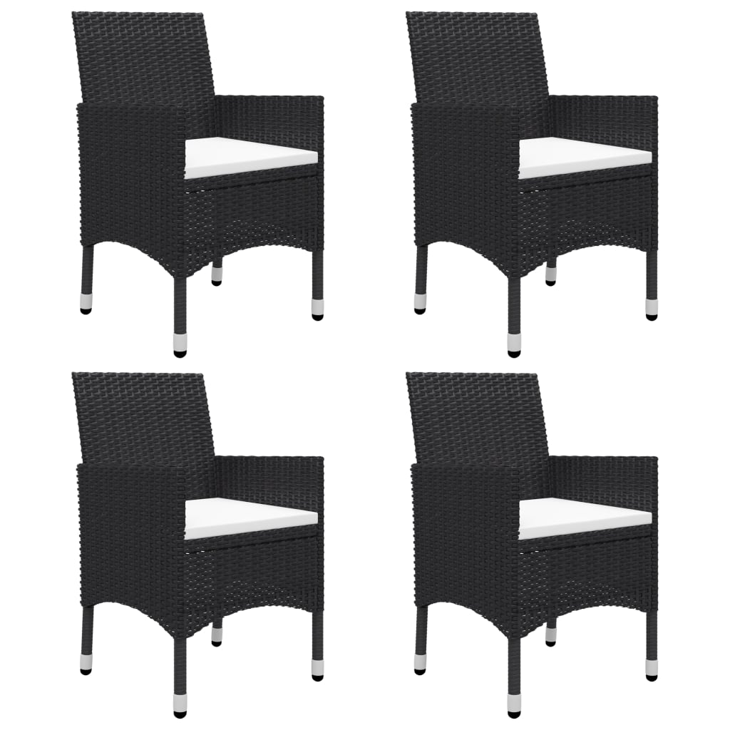 5 Pcs conjunto de jantar para jardim preto