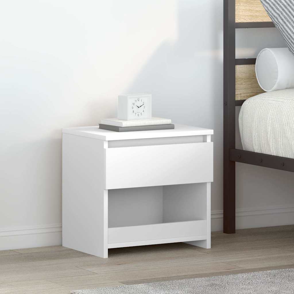 Mesa de cabeceira 40x30x39 cm contraplacado branco brilhante