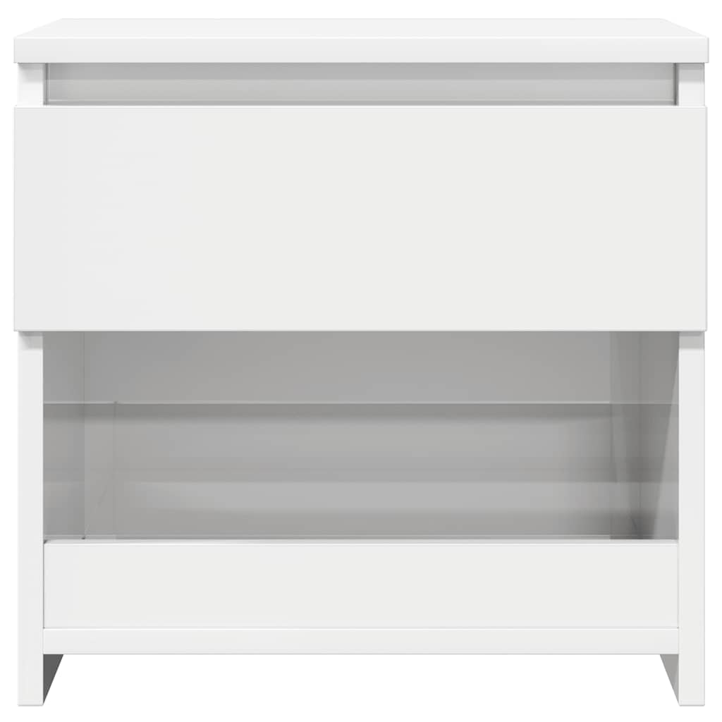 Mesa de cabeceira 40x30x39 cm contraplacado branco brilhante