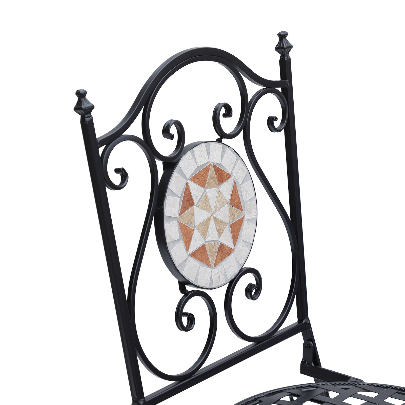 Conjunto de 2 Cadeiras Dobráveis de Jardim Cadeiras com Mosaico Carga Máxima 120 kg 50x40x94,5 cm Preto