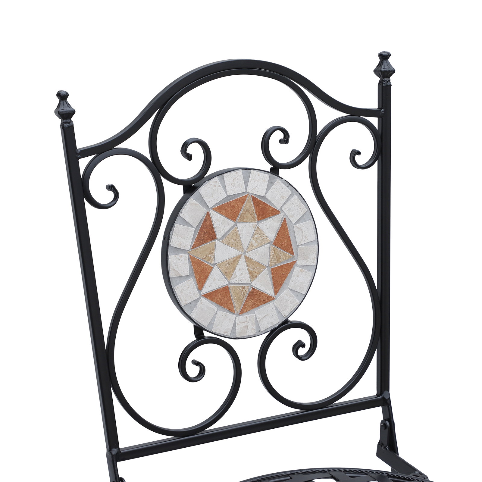Conjunto de 2 Cadeiras Dobráveis de Jardim Cadeiras com Mosaico Carga Máxima 120 kg 50x40x94,5 cm Preto