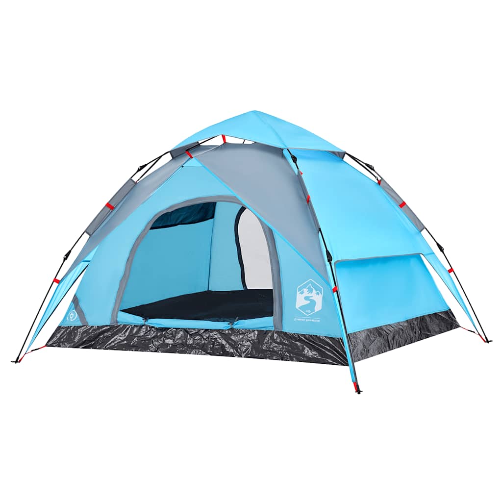 Tenda de campismo cúpula para 3 pessoas libertação rápida azul