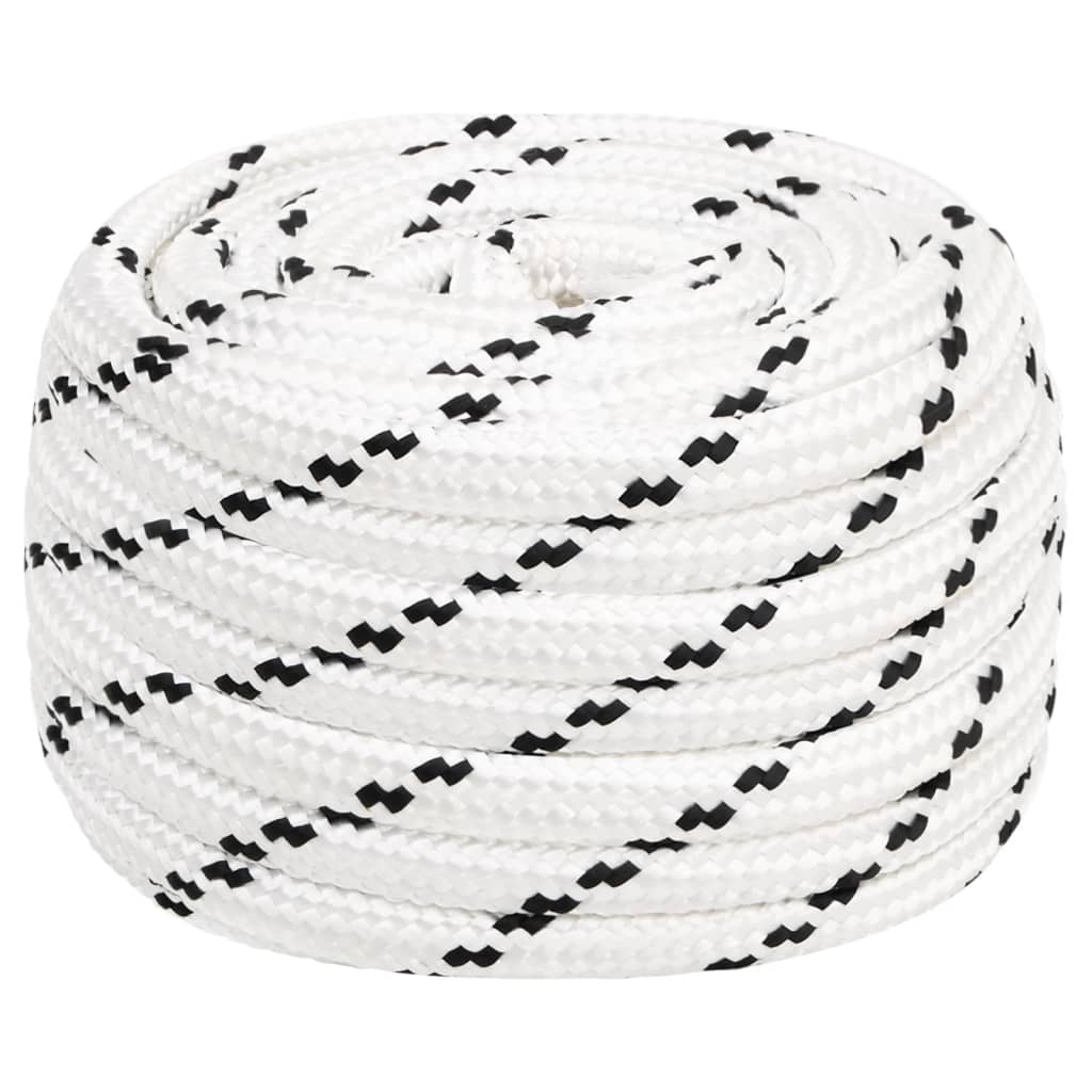 Corda entrançada para barco 18 mm 25 m poliéster branco